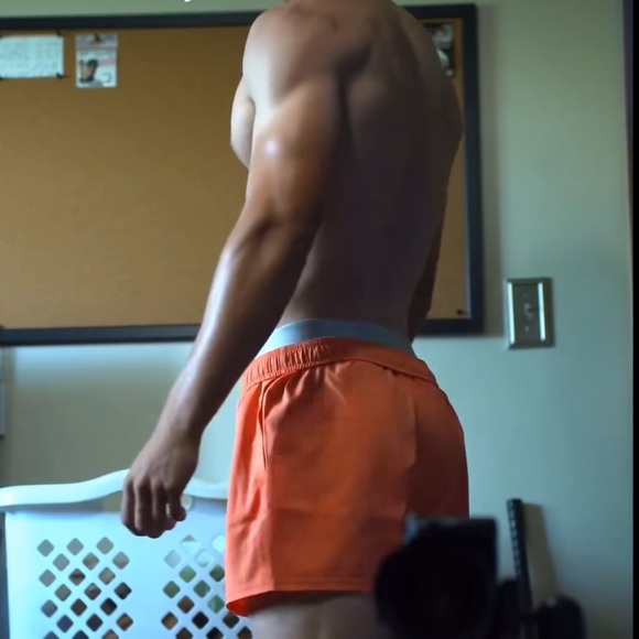 GYMSHARK MEN WORKOUT BODYBUILDING BODYBUILDER GYM SHORTS WORKOUT ORANGE ATHLETE - Picture 8 of 16